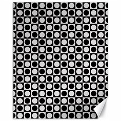 Modern Dots In Squares Mosaic Black White Canvas 11  X 14   by EDDArt