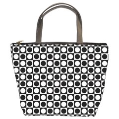 Modern Dots In Squares Mosaic Black White Bucket Bags by EDDArt