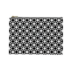Modern Dots In Squares Mosaic Black White Cosmetic Bag (large)  by EDDArt