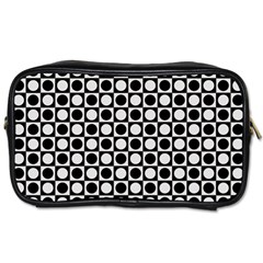 Modern Dots In Squares Mosaic Black White Toiletries Bags by EDDArt