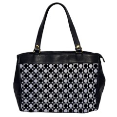 Modern Dots In Squares Mosaic Black White Office Handbags by EDDArt