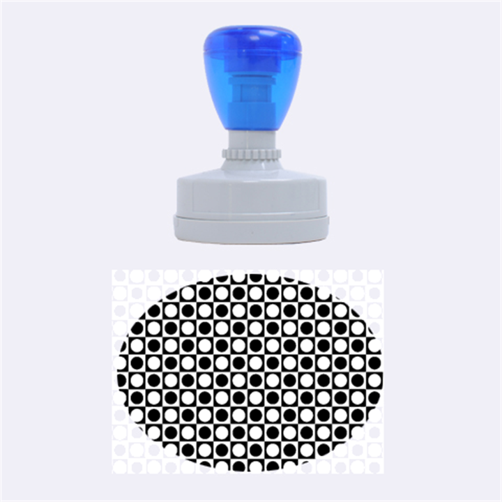 Modern Dots In Squares Mosaic Black White Rubber Oval Stamps