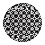 Modern Dots In Squares Mosaic Black White Ornament (Round Filigree)  Front