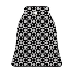 Modern Dots In Squares Mosaic Black White Bell Ornament (2 Sides) by EDDArt