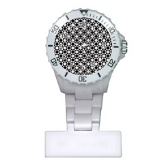 Modern Dots In Squares Mosaic Black White Plastic Nurses Watch by EDDArt