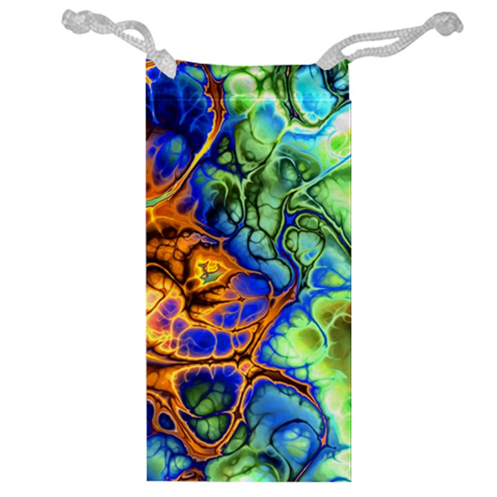 Abstract Fractal Batik Art Green Blue Brown Jewelry Bags