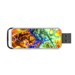 Abstract Fractal Batik Art Green Blue Brown Portable Usb Flash (one Side) by EDDArt