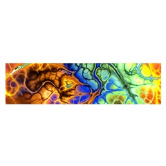 Abstract Fractal Batik Art Green Blue Brown Satin Scarf (oblong) by EDDArt