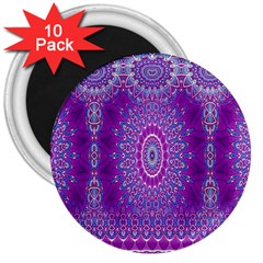 India Ornaments Mandala Pillar Blue Violet 3  Magnets (10 Pack)  by EDDArt