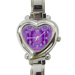 India Ornaments Mandala Pillar Blue Violet Heart Italian Charm Watch by EDDArt