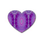 India Ornaments Mandala Pillar Blue Violet Rubber Coaster (Heart)  Front