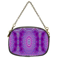 India Ornaments Mandala Pillar Blue Violet Chain Purses (one Side)  by EDDArt