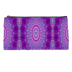 India Ornaments Mandala Pillar Blue Violet Pencil Cases by EDDArt