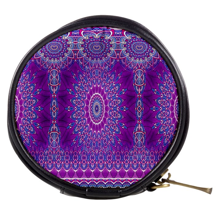 India Ornaments Mandala Pillar Blue Violet Mini Makeup Bags