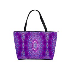 India Ornaments Mandala Pillar Blue Violet Shoulder Handbags by EDDArt