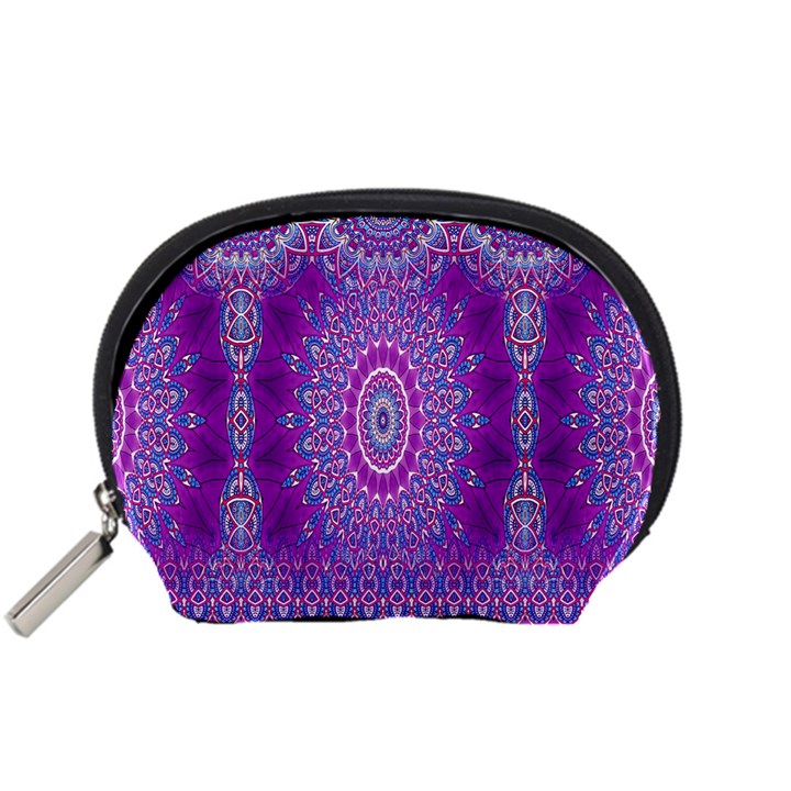 India Ornaments Mandala Pillar Blue Violet Accessory Pouches (Small) 