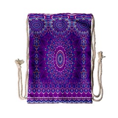 India Ornaments Mandala Pillar Blue Violet Drawstring Bag (small) by EDDArt