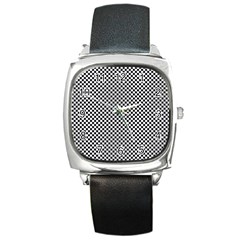 Sports Racing Chess Squares Black White Square Metal Watch by EDDArt