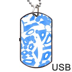 Blue Summer Design Dog Tag Usb Flash (two Sides) 