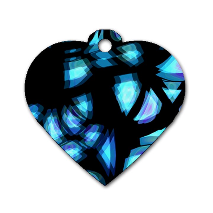 Blue light Dog Tag Heart (Two Sides)