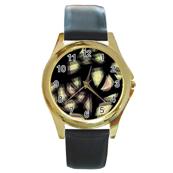 Follow the light Round Gold Metal Watch