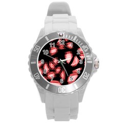 Red Light Round Plastic Sport Watch (l) by Valentinaart