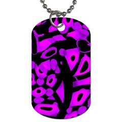 Purple Design Dog Tag (two Sides) by Valentinaart