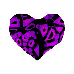 Purple Design Standard 16  Premium Flano Heart Shape Cushions by Valentinaart
