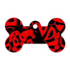 Red Design Dog Tag Bone (one Side)