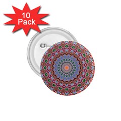 Abstract Painting Mandala Salmon Blue Green 1 75  Buttons (10 Pack)