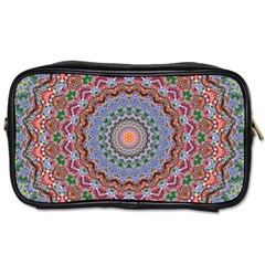 Abstract Painting Mandala Salmon Blue Green Toiletries Bags by EDDArt