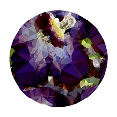 Purple Abstract Geometric Dream Round Ornament (two Sides)  by DanaeStudio