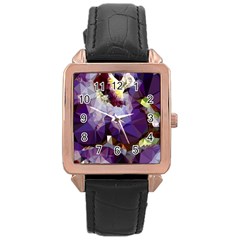 Purple Abstract Geometric Dream Rose Gold Leather Watch  by DanaeStudio