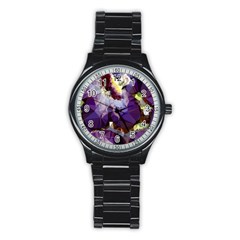 Purple Abstract Geometric Dream Stainless Steel Round Watch by DanaeStudio