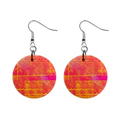 Yello And Magenta Lace Texture Mini Button Earrings by DanaeStudio