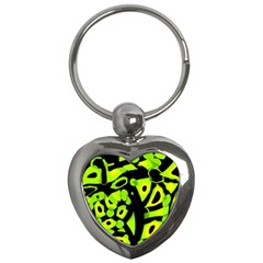 Green Neon Abstraction Key Chains (heart) 