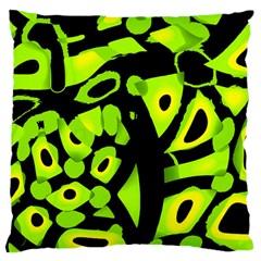 Green Neon Abstraction Large Cushion Case (two Sides)
