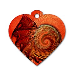 Nautilus Shell Abstract Fractal Dog Tag Heart (One Side)