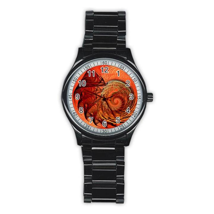 Nautilus Shell Abstract Fractal Stainless Steel Round Watch