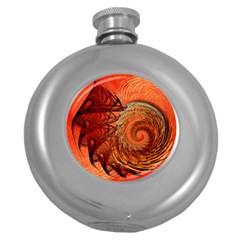 Nautilus Shell Abstract Fractal Round Hip Flask (5 oz)