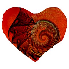 Nautilus Shell Abstract Fractal Large 19  Premium Heart Shape Cushions