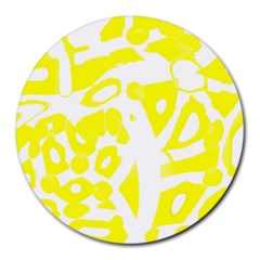 Yellow Sunny Design Round Mousepads by Valentinaart