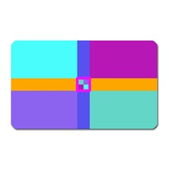Right Angle Squares Stripes Cross Colored Magnet (rectangular) by EDDArt