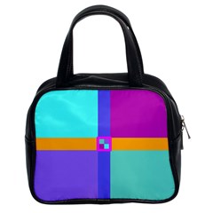 Right Angle Squares Stripes Cross Colored Classic Handbags (2 Sides) by EDDArt