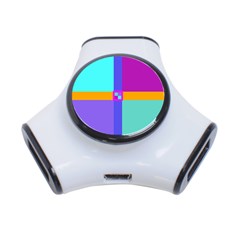 Right Angle Squares Stripes Cross Colored 3-port Usb Hub by EDDArt