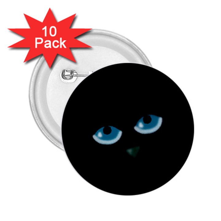 Halloween - black cat - blue eyes 2.25  Buttons (10 pack) 