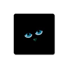 Halloween - Black Cat - Blue Eyes Square Magnet by Valentinaart