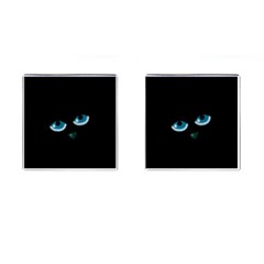 Halloween - Black Cat - Blue Eyes Cufflinks (square) by Valentinaart