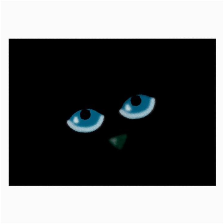Halloween - black cat - blue eyes Large Glasses Cloth (2-Side)