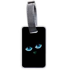 Halloween - Black Cat - Blue Eyes Luggage Tags (one Side)  by Valentinaart